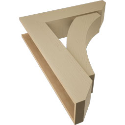 Ekena Millwork - BKTUR0756X32X40THR06RCPR - Timberthane Faux Wood Thorton Style Bracket w/ Offset Brace, Slat Ends, 7 1/2"W x 32"D x 40"H, Primed Tan