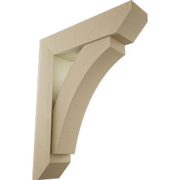 Ekena Millwork - BKTUR0756X32X40THR06RCPR - Timberthane Faux Wood Thorton Style Bracket w/ Offset Brace, Slat Ends, 7 1/2"W x 32"D x 40"H, Primed Tan