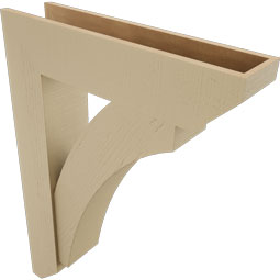 Ekena Millwork - BKTUR0756X32X44THR06RCPR - Timberthane Faux Wood Thorton Style Bracket w/ Offset Brace, Slat Ends, 7 1/2"W x 32"D x 44"H, Primed Tan