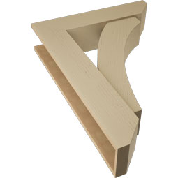 Ekena Millwork - BKTUR0756X32X44THR06RCPR - Timberthane Faux Wood Thorton Style Bracket w/ Offset Brace, Slat Ends, 7 1/2"W x 32"D x 44"H, Primed Tan