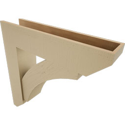 Ekena Millwork - BKTUR0756X34X34THR06RCPR - Timberthane Faux Wood Thorton Style Bracket w/ Offset Brace, Slat Ends, 7 1/2"W x 34"D x 34"H, Primed Tan
