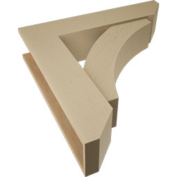 Ekena Millwork - BKTUR0756X34X34THR06RCPR - Timberthane Faux Wood Thorton Style Bracket w/ Offset Brace, Slat Ends, 7 1/2"W x 34"D x 34"H, Primed Tan