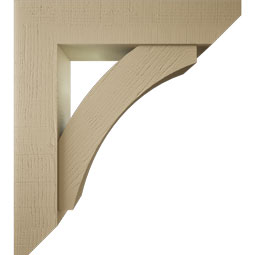 Ekena Millwork - BKTUR0756X34X38THR06RCPR - Timberthane Faux Wood Thorton Style Bracket w/ Offset Brace, Slat Ends, 7 1/2"W x 34"D x 38"H, Primed Tan