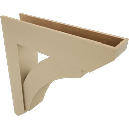 Ekena Millwork - BKTUR0756X34X38THR06RCPR - Timberthane Faux Wood Thorton Style Bracket w/ Offset Brace, Slat Ends, 7 1/2"W x 34"D x 38"H, Primed Tan