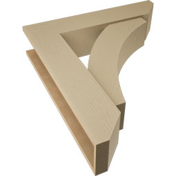 Ekena Millwork - BKTUR0756X34X38THR06RCPR - Timberthane Faux Wood Thorton Style Bracket w/ Offset Brace, Slat Ends, 7 1/2"W x 34"D x 38"H, Primed Tan