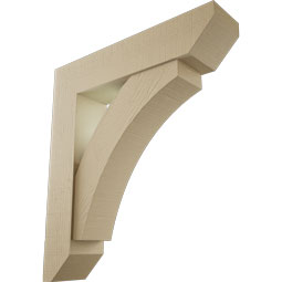 Ekena Millwork - BKTUR0756X34X38THR06RCPR - Timberthane Faux Wood Thorton Style Bracket w/ Offset Brace, Slat Ends, 7 1/2"W x 34"D x 38"H, Primed Tan