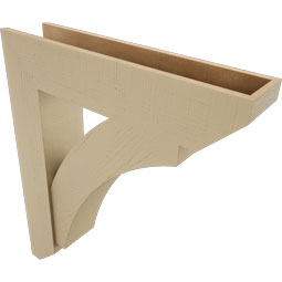 Ekena Millwork - BKTUR0756X34X40THR06RCPR - Timberthane Faux Wood Thorton Style Bracket w/ Offset Brace, Slat Ends, 7 1/2"W x 34"D x 40"H, Primed Tan