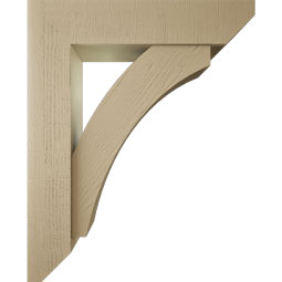 Ekena Millwork - BKTUR0756X34X42THR06RCPR - Timberthane Faux Wood Thorton Style Bracket w/ Offset Brace, Slat Ends, 7 1/2"W x 34"D x 42"H, Primed Tan