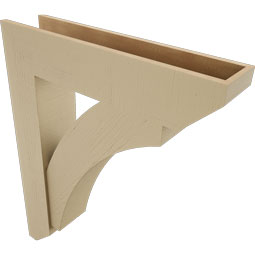Ekena Millwork - BKTUR0756X34X42THR06RCPR - Timberthane Faux Wood Thorton Style Bracket w/ Offset Brace, Slat Ends, 7 1/2"W x 34"D x 42"H, Primed Tan