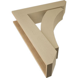 Ekena Millwork - BKTUR0756X34X42THR06RCPR - Timberthane Faux Wood Thorton Style Bracket w/ Offset Brace, Slat Ends, 7 1/2"W x 34"D x 42"H, Primed Tan