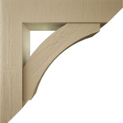 Ekena Millwork - BKTUR0756X36X36THR06RCPR - Timberthane Faux Wood Thorton Style Bracket w/ Offset Brace, Slat Ends, 7 1/2"W x 36"D x 36"H, Primed Tan