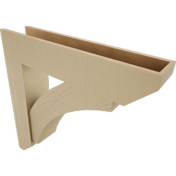 Ekena Millwork - BKTUR0756X36X36THR06RCPR - Timberthane Faux Wood Thorton Style Bracket w/ Offset Brace, Slat Ends, 7 1/2"W x 36"D x 36"H, Primed Tan