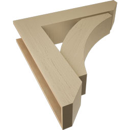 Ekena Millwork - BKTUR0756X36X36THR06RCPR - Timberthane Faux Wood Thorton Style Bracket w/ Offset Brace, Slat Ends, 7 1/2"W x 36"D x 36"H, Primed Tan
