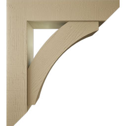 Ekena Millwork - BKTUR0756X36X40THR06RCPR - Timberthane Faux Wood Thorton Style Bracket w/ Offset Brace, Slat Ends, 7 1/2"W x 36"D x 40"H, Primed Tan