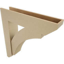 Ekena Millwork - BKTUR0756X36X40THR06RCPR - Timberthane Faux Wood Thorton Style Bracket w/ Offset Brace, Slat Ends, 7 1/2"W x 36"D x 40"H, Primed Tan