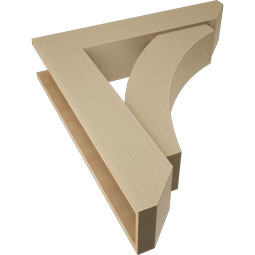Ekena Millwork - BKTUR0756X36X40THR06RCPR - Timberthane Faux Wood Thorton Style Bracket w/ Offset Brace, Slat Ends, 7 1/2"W x 36"D x 40"H, Primed Tan