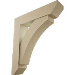Ekena Millwork - BKTUR0756X36X40THR06RCPR - Timberthane Faux Wood Thorton Style Bracket w/ Offset Brace, Slat Ends, 7 1/2"W x 36"D x 40"H, Primed Tan