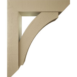 Ekena Millwork - BKTUR0756X36X44THR06RCPR - Timberthane Faux Wood Thorton Style Bracket w/ Offset Brace, Slat Ends, 7 1/2"W x 36"D x 44"H, Primed Tan
