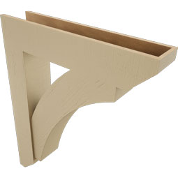 Ekena Millwork - BKTUR0756X36X44THR06RCPR - Timberthane Faux Wood Thorton Style Bracket w/ Offset Brace, Slat Ends, 7 1/2"W x 36"D x 44"H, Primed Tan