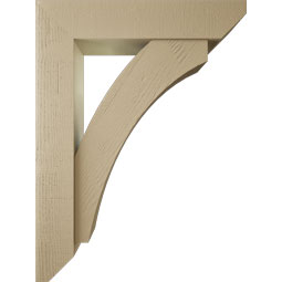 Ekena Millwork - BKTUR0756X36X48THR06RCPR - Timberthane Faux Wood Thorton Style Bracket w/ Offset Brace, Slat Ends, 7 1/2"W x 36"D x 48"H, Primed Tan