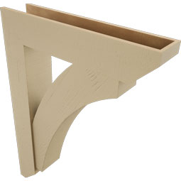 Ekena Millwork - BKTUR0756X36X48THR06RCPR - Timberthane Faux Wood Thorton Style Bracket w/ Offset Brace, Slat Ends, 7 1/2"W x 36"D x 48"H, Primed Tan