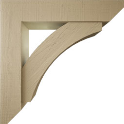 Ekena Millwork - BKTUR0756X38X38THR06RCPR - Timberthane Faux Wood Thorton Style Bracket w/ Offset Brace, Slat Ends, 7 1/2"W x 38"D x 38"H, Primed Tan