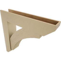 Ekena Millwork - BKTUR0756X38X38THR06RCPR - Timberthane Faux Wood Thorton Style Bracket w/ Offset Brace, Slat Ends, 7 1/2"W x 38"D x 38"H, Primed Tan