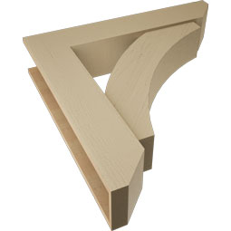 Ekena Millwork - BKTUR0756X38X38THR06RCPR - Timberthane Faux Wood Thorton Style Bracket w/ Offset Brace, Slat Ends, 7 1/2"W x 38"D x 38"H, Primed Tan