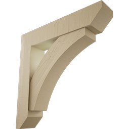 Ekena Millwork - BKTUR0756X38X38THR06RCPR - Timberthane Faux Wood Thorton Style Bracket w/ Offset Brace, Slat Ends, 7 1/2"W x 38"D x 38"H, Primed Tan