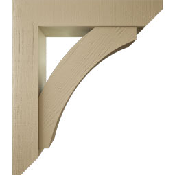 Ekena Millwork - BKTUR0756X38X44THR06RCPR - Timberthane Faux Wood Thorton Style Bracket w/ Offset Brace, Slat Ends, 7 1/2"W x 38"D x 44"H, Primed Tan