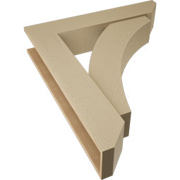 Ekena Millwork - BKTUR0756X38X44THR06RCPR - Timberthane Faux Wood Thorton Style Bracket w/ Offset Brace, Slat Ends, 7 1/2"W x 38"D x 44"H, Primed Tan