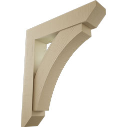 Ekena Millwork - BKTUR0756X38X44THR06RCPR - Timberthane Faux Wood Thorton Style Bracket w/ Offset Brace, Slat Ends, 7 1/2"W x 38"D x 44"H, Primed Tan