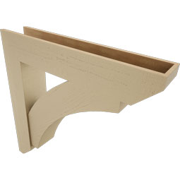 Ekena Millwork - BKTUR0756X40X40THR06RCPR - Timberthane Faux Wood Thorton Style Bracket w/ Offset Brace, Slat Ends, 7 1/2"W x 40"D x 40"H, Primed Tan