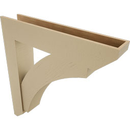 Ekena Millwork - BKTUR0756X40X44THR06RCPR - Timberthane Faux Wood Thorton Style Bracket w/ Offset Brace, Slat Ends, 7 1/2"W x 40"D x 44"H, Primed Tan