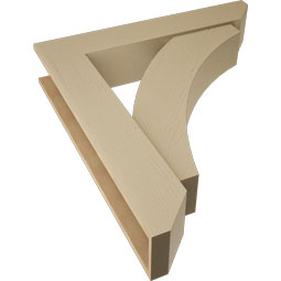Ekena Millwork - BKTUR0756X40X44THR06RCPR - Timberthane Faux Wood Thorton Style Bracket w/ Offset Brace, Slat Ends, 7 1/2"W x 40"D x 44"H, Primed Tan