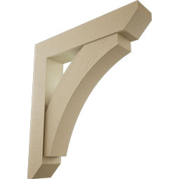 Ekena Millwork - BKTUR0756X40X44THR06RCPR - Timberthane Faux Wood Thorton Style Bracket w/ Offset Brace, Slat Ends, 7 1/2"W x 40"D x 44"H, Primed Tan