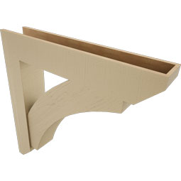 Ekena Millwork - BKTUR0756X42X42THR06RCPR - Timberthane Faux Wood Thorton Style Bracket w/ Offset Brace, Slat Ends, 7 1/2"W x 42"D x 42"H, Primed Tan