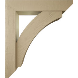 Ekena Millwork - BKTUR0756X42X48THR06RCPR - Timberthane Faux Wood Thorton Style Bracket w/ Offset Brace, Slat Ends, 7 1/2"W x 42"D x 48"H, Primed Tan