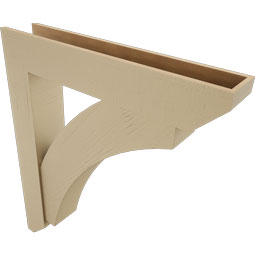 Ekena Millwork - BKTUR0756X42X48THR06RCPR - Timberthane Faux Wood Thorton Style Bracket w/ Offset Brace, Slat Ends, 7 1/2"W x 42"D x 48"H, Primed Tan