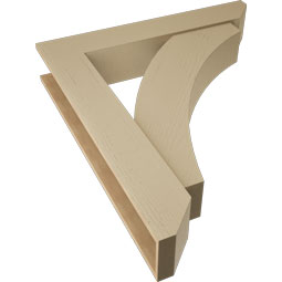 Ekena Millwork - BKTUR0756X42X48THR06RCPR - Timberthane Faux Wood Thorton Style Bracket w/ Offset Brace, Slat Ends, 7 1/2"W x 42"D x 48"H, Primed Tan