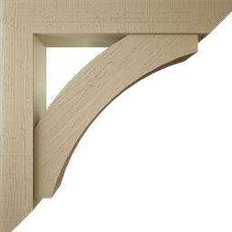 Ekena Millwork - BKTUR0756X46X46THR06RCPR - Timberthane Faux Wood Thorton Style Bracket w/ Offset Brace, Slat Ends, 7 1/2"W x 46"D x 46"H, Primed Tan