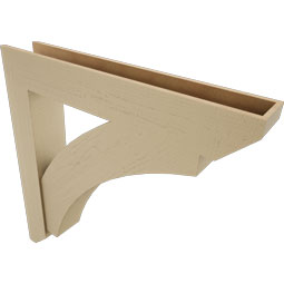 Ekena Millwork - BKTUR0756X46X46THR06RCPR - Timberthane Faux Wood Thorton Style Bracket w/ Offset Brace, Slat Ends, 7 1/2"W x 46"D x 46"H, Primed Tan