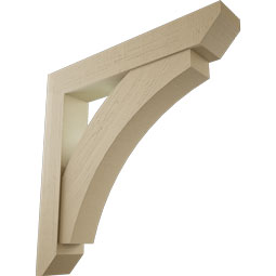 Ekena Millwork - BKTUR0756X46X46THR06RCPR - Timberthane Faux Wood Thorton Style Bracket w/ Offset Brace, Slat Ends, 7 1/2"W x 46"D x 46"H, Primed Tan
