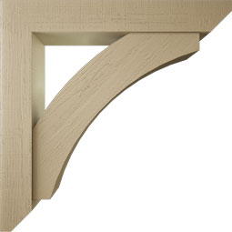 Ekena Millwork - BKTUR0756X48X48THR06RCPR - Timberthane Faux Wood Thorton Style Bracket w/ Offset Brace, Slat Ends, 7 1/2"W x 48"D x 48"H, Primed Tan