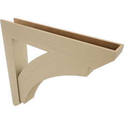Ekena Millwork - BKTUR0756X48X48THR06RCPR - Timberthane Faux Wood Thorton Style Bracket w/ Offset Brace, Slat Ends, 7 1/2"W x 48"D x 48"H, Primed Tan