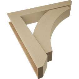 Ekena Millwork - BKTUR0756X48X48THR06RCPR - Timberthane Faux Wood Thorton Style Bracket w/ Offset Brace, Slat Ends, 7 1/2"W x 48"D x 48"H, Primed Tan