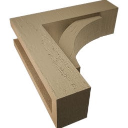 Ekena Millwork - BKTUROTHR44 - Timberthane Rough Cedar Faux Wood Thorton Block Bracket w/ Offset Brace