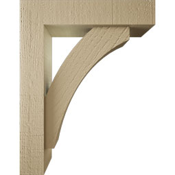 Ekena Millwork - BKTUR0352X14X18THR05RCPR - Timberthane Faux Wood Thorton Style Bracket w/ Offset Brace, Block Ends, 3 1/2"W x 14"D x 18"H, Primed Tan