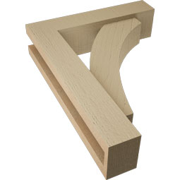 Ekena Millwork - BKTUR0352X14X18THR05RCPR - Timberthane Faux Wood Thorton Style Bracket w/ Offset Brace, Block Ends, 3 1/2"W x 14"D x 18"H, Primed Tan