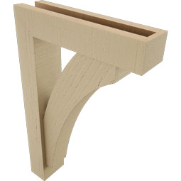 Ekena Millwork - BKTUR0352X14X22THR05RCPR - Timberthane Faux Wood Thorton Style Bracket w/ Offset Brace, Block Ends, 3 1/2"W x 14"D x 22"H, Primed Tan